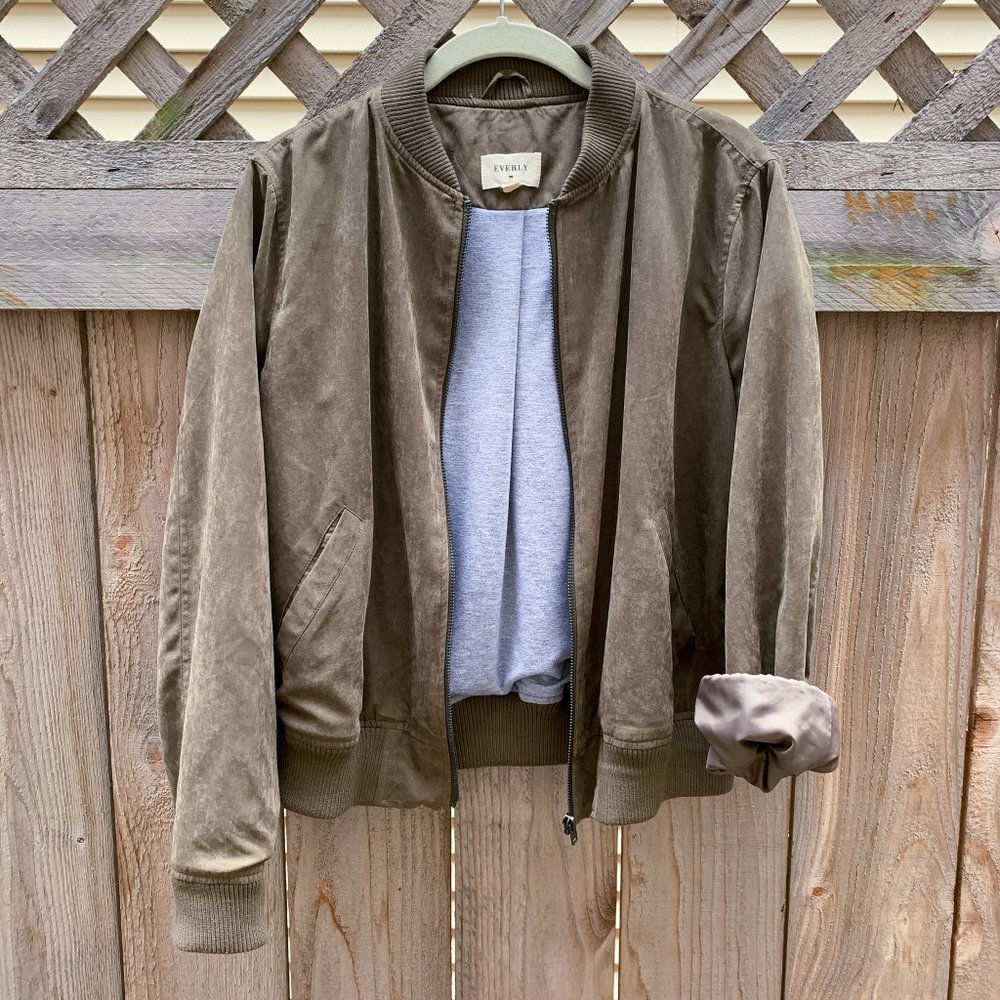 Brown Suede Bomber Jacket, Size Medium